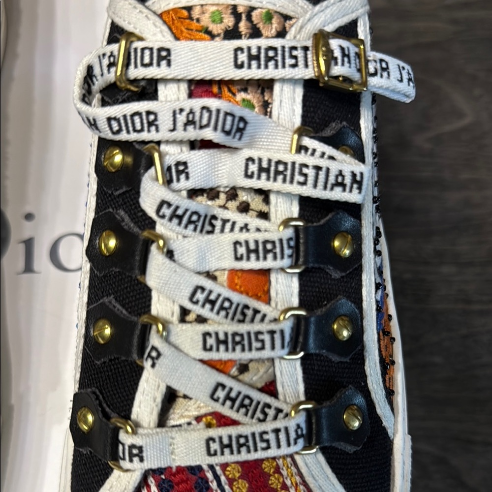Gently used Colorful Patchwork Sneakers with Black and White Accents - Picture 5 of 5